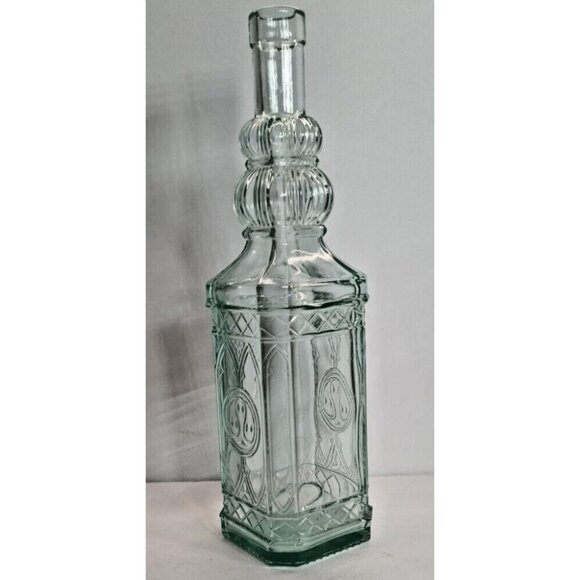 Vintage Old Green Glass Coloured Bottle Gothic Arches Decanter Apothecary - Picture 2 of 7